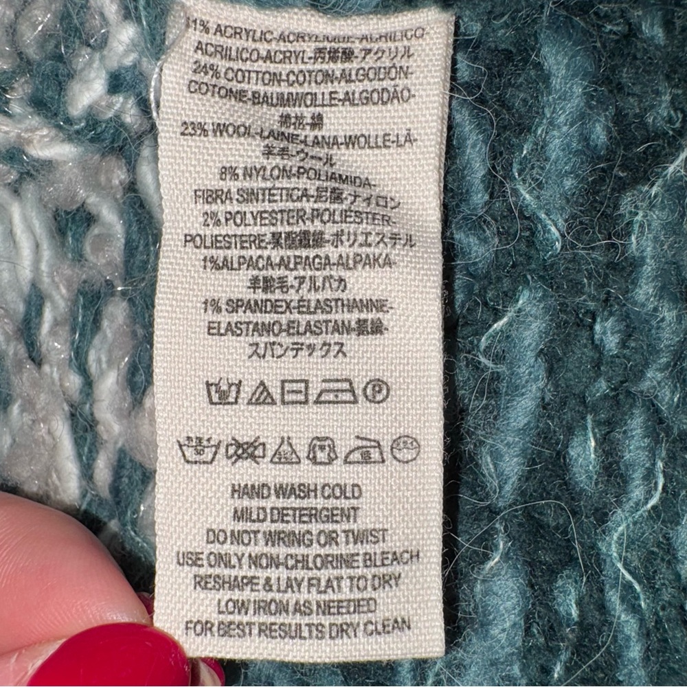 Free People Fair Isle flared sweater Teal fits as Large (marked as Medium) - Picture 5 of 6